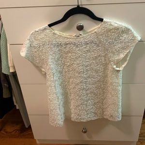 Alice + Olivia white/cream beaded top -XS